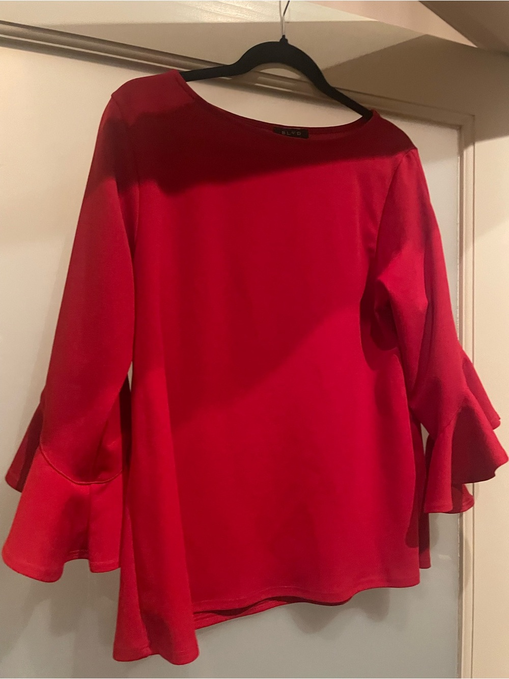 BLVD Red Ruffle Sleeve Blouse - Picture 2 of 5